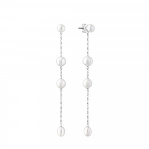 Cercei argint lungi cu lantisor si perle naturale albe DiAmanti SK20234E-W-G (Argint 925‰ 2,45 g.)